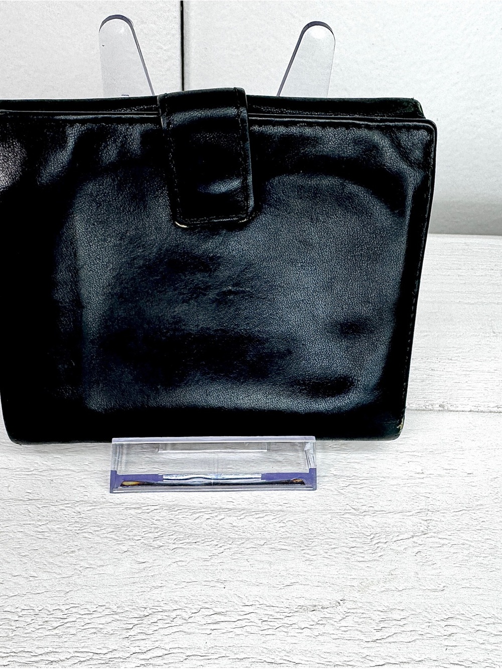 Vintage LOEWE Black Leather Compact Wallet Coin Purse Made in Spain - Picture 4 of 10
